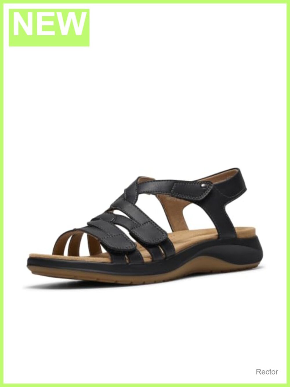 Women's Leather Wedge Sandal Comfort Footbed Adjustable Ankle Strap Casual